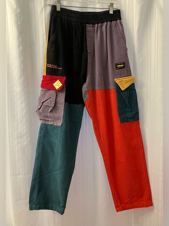 Coursemys Pants - Coursemys MMUSEUM Colorblock Utility Corduroy Cargo Pants - Multicolor XL